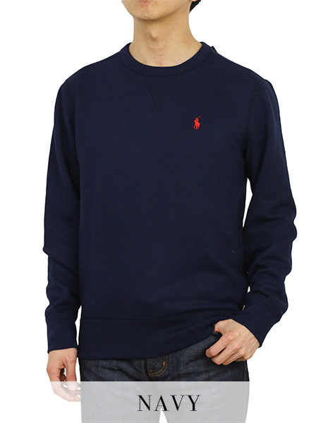 新品 アウトレット A104 Mサイズ クルーネックスウェット 無地 プルオーバー ワンポイント polo ralph lauren ポロ ラルフ ローレン 紺 _画像1