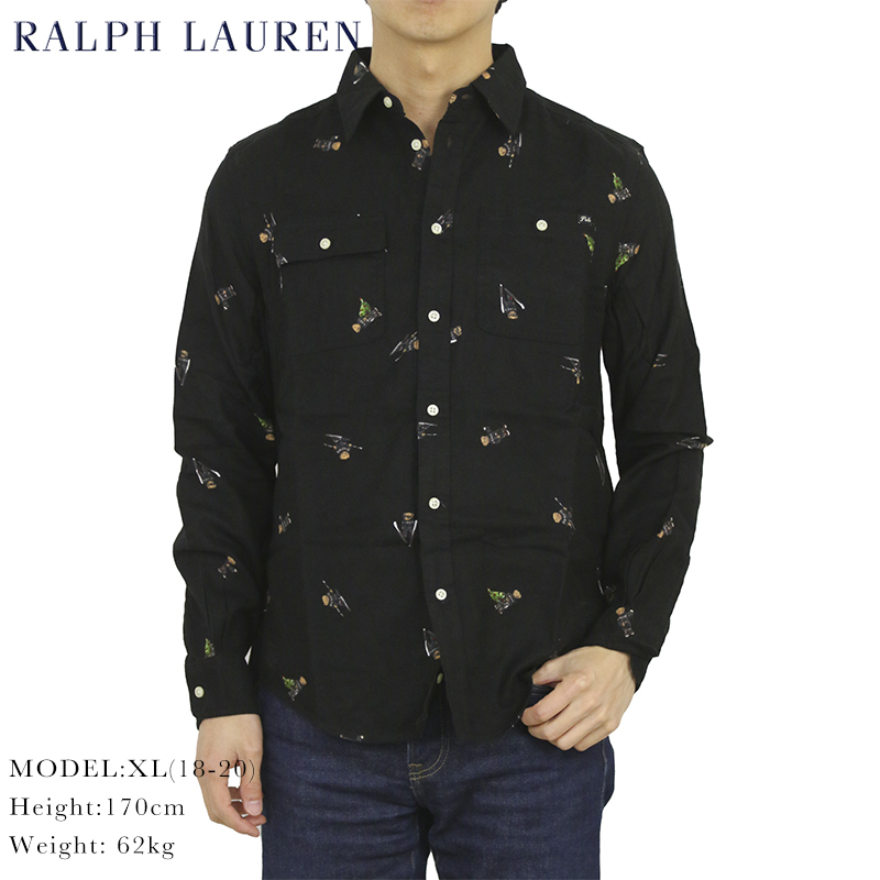 新品 アウトレット A149 M(10-12)サイズ ポロベアープリント ライトフランネル 長袖シャツ polo ralph lauren ポロ ラルフ ローレン_画像1