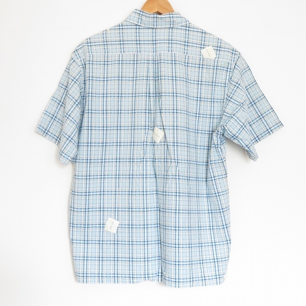 #spc Karl hell mKarlHelmut short sleeves shirt M light blue check pattern half Zip men's [709731]