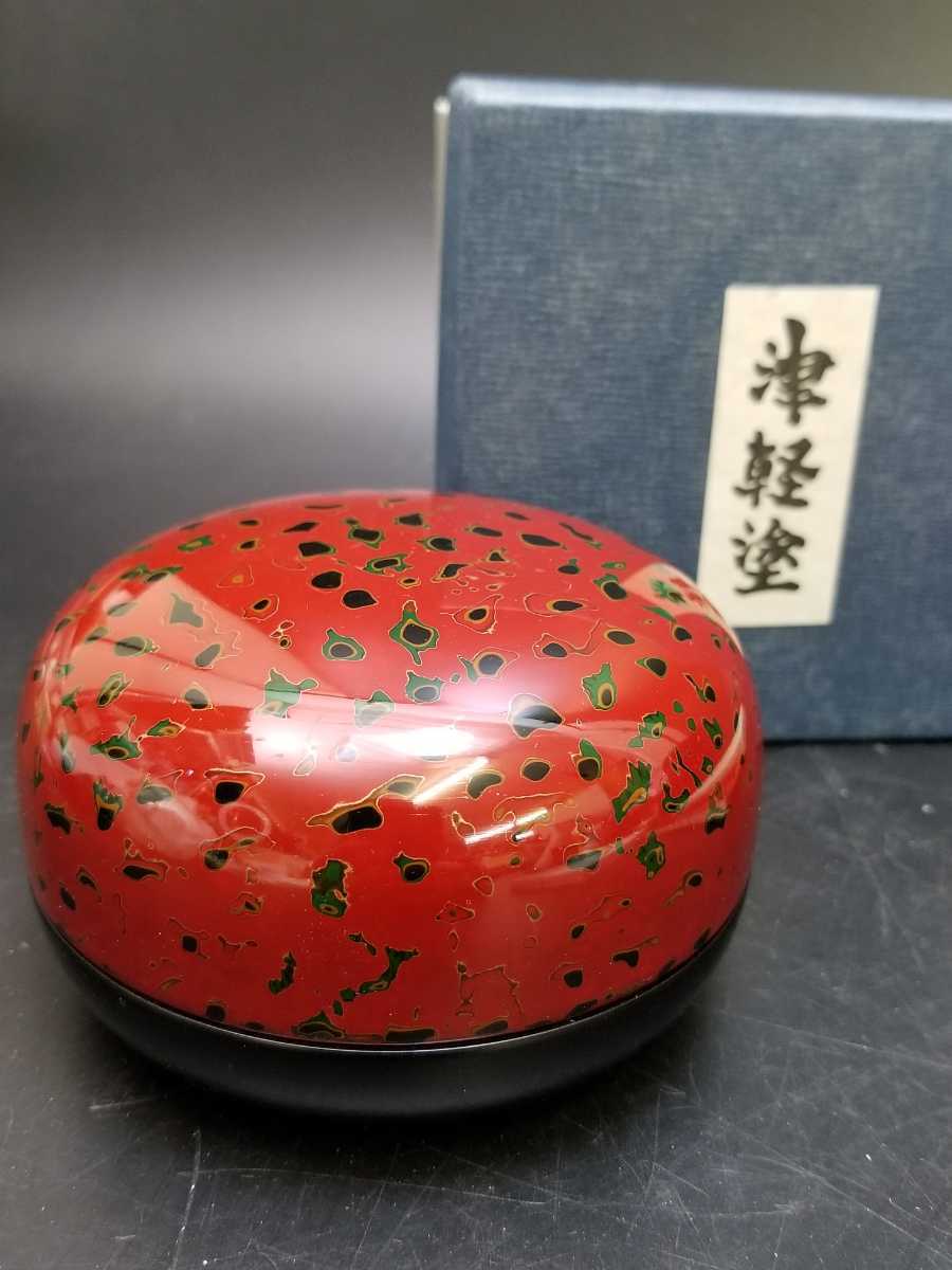 【未使用】津軽塗 小鉢 蓋付 おしぼり台 箸 唐塗 伝統工芸品 漆芸 漆器 おもてなし _画像2