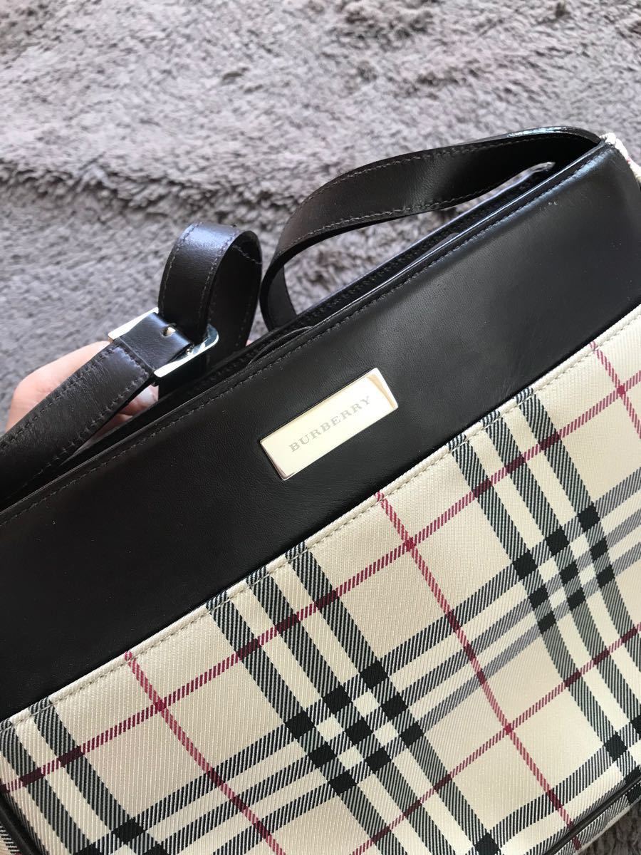 美品 BURBERRY バーバリーノバチェック ショルダーバック キャンバス&レザー 2