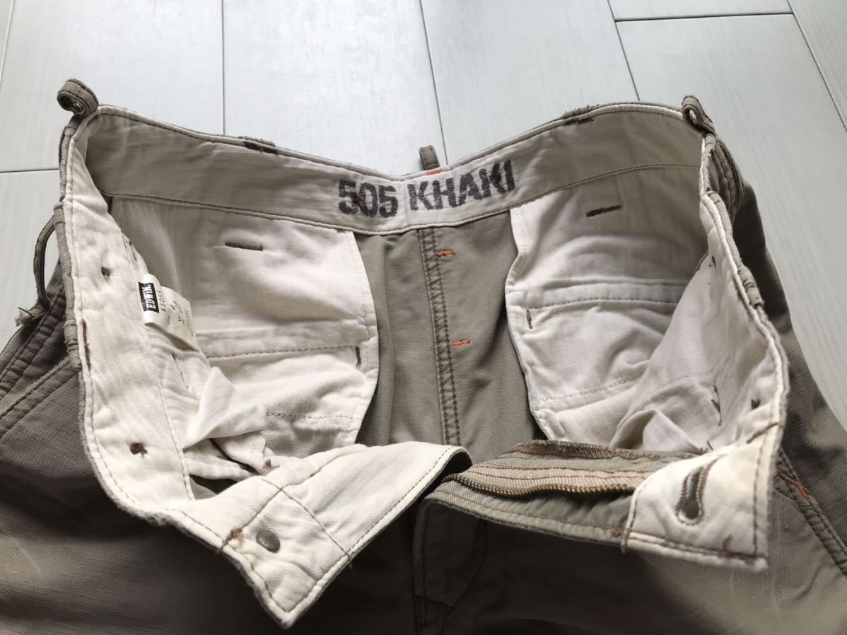 【即決】サイズ表記M エドウィン　EDWIN 505 KHAKI 綿100% ミリタリー 系ワークパンツ　ベージュ系色　TYPE-505 ニュービンテージ カーキ_画像8