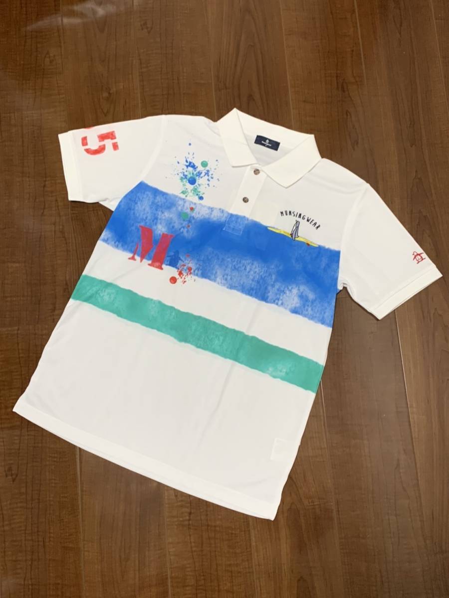  beautiful goods * [Munsingwear] 19SS surfboard penguin Golf polo-shirt wear L white Munsingwear wear 