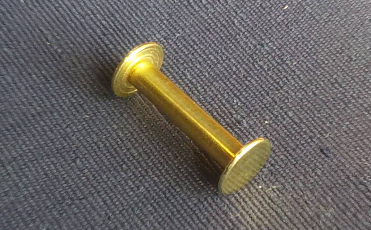 ねじ目貫　(スナップ式)　目釘　オーダー製作　日本刀・短刀目貫　鐔　小柄　笄　縁頭　真鍮製　金色真鍮・1本　即決　_任意の長さで製作します。