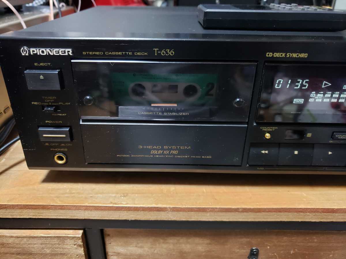 Pioneer 3ヘッドカセットデッキ T-636 リモコン付き中古_画像6