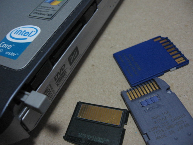 NEC メモリーカードアダプタ MS/SD/MMC/xD PC-VP-BS05 _win7ノートにて各メディア確認