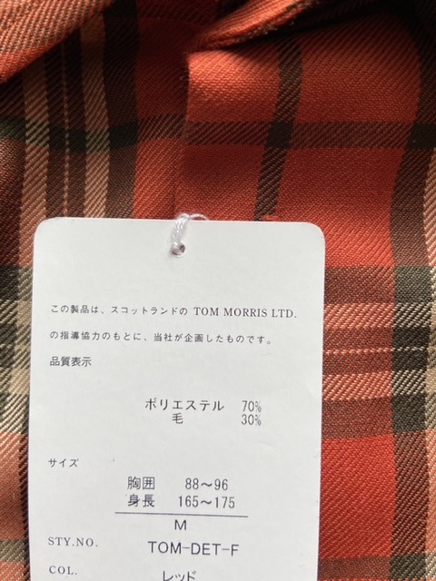 TOM MORRIS・トムモリスの長袖メンズシャツ＊新品Ｍサイズ＊レッド系チェック柄＊送料込み_画像4