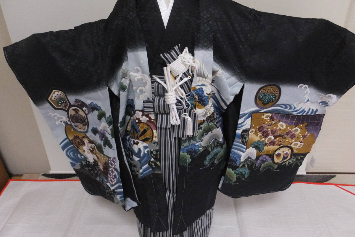 5才 男児の お祝い 着物 小物1式 袴 クリーニング済 子ども服(男の子 ...