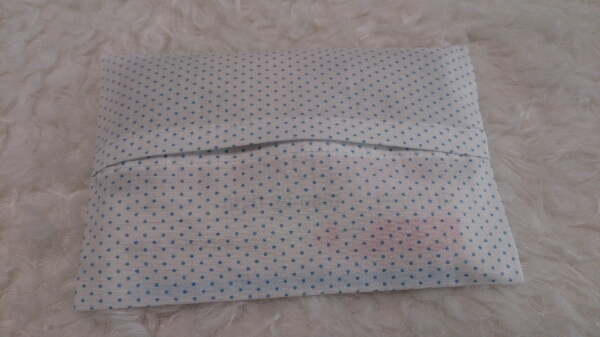 * hand made * light blue polka dot large pocket tissue case No.37