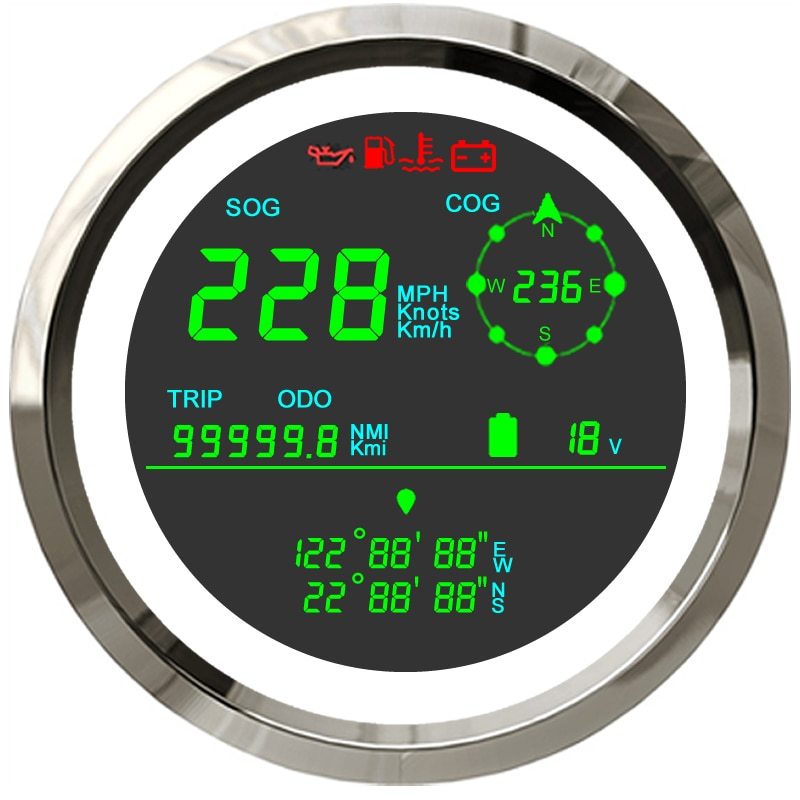 0-2021/HデジタルLCDスピードメーター,GPS,走行距離計,燃料レベル,電圧計,ボート,船舶,バイク,車 , 299_画像9