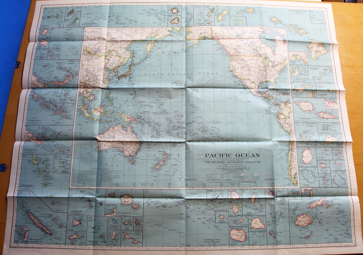 1936年 ナショナルジオグラフィック 太平洋地図 NATIONAL GEOGRAPHIC MAGAZINE 日本 ポリネシア OCEAN PACIFIC ミクロネシア 英語 最大89%OFFクーポン 【在庫あり　即納】