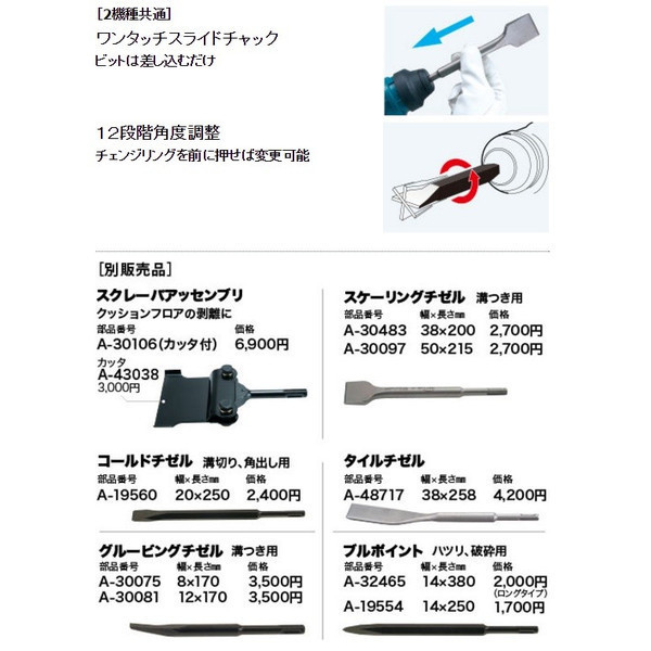 マキタ) 電動ケレン HK1820L ロングハンドルタイプ SDSプラスシャンク