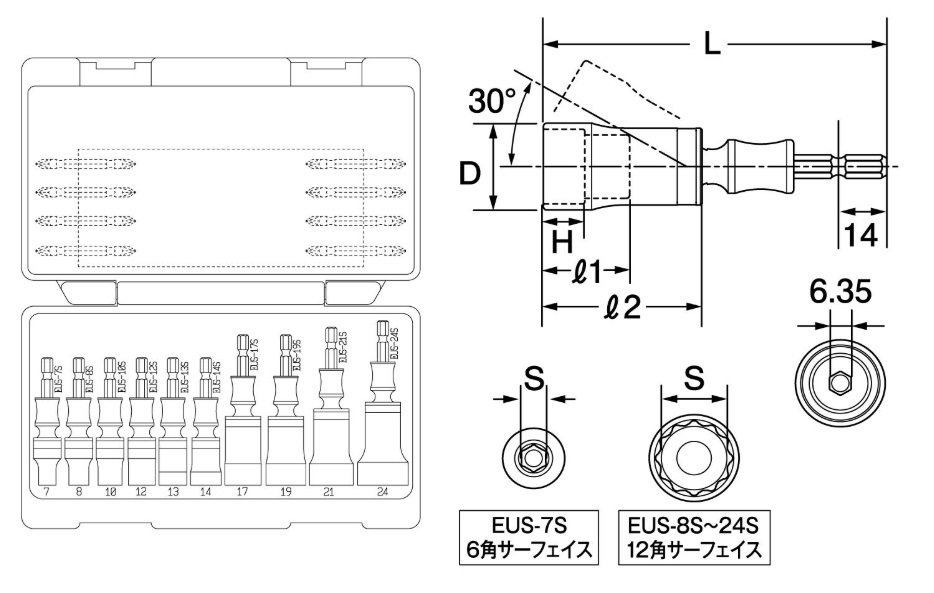 トップ工業 電動ドリル用 ユニバーサルショートソケットセット 10本組