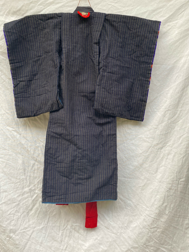 綺麗な 青み 昭和初期 子供用 襦袢 着物 羽織 古裂 襤褸 ジャパンヴィンテー JAPAN VINTAGE 特徴的な 首元の 目印 30s40s_画像7
