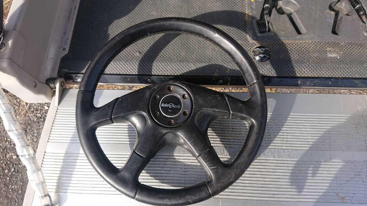  Italvolanti Dolce?37 pie leather to coil Showa era old car that time thing retro 90 period junk present condition goods. steering wheel steering gear 