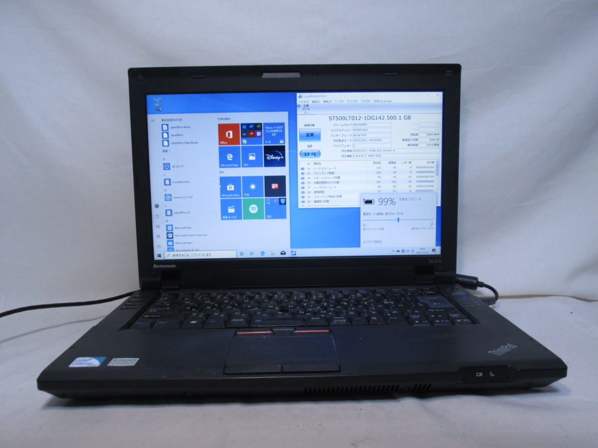 Lenovo ThinkPad SL410 2842CTO Celeron T3500 2.1GHz 4GB 500GB 14インチ DVD作成 Win10 64bit Office Wi-Fi HDMI [80525]_画像1