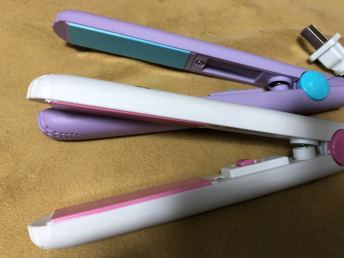 ミニヘアアイロン 携帯便利 小型  160℃ 110V-220V 対応 海外 ヘアアイロン　白