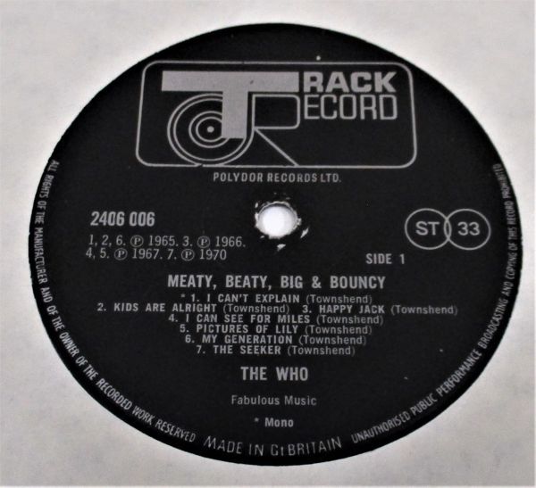 英國盤 ☆彡 The Who / Meaty, Beaty, Big & Bouncy [ UK ORIG '71 Track Record 2406 006 ]_画像3