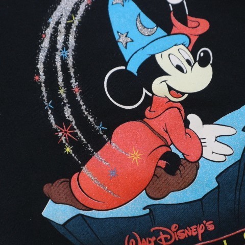 80s USA製 Disney FANTASIA ファンタジア ミッキーマウス スウェット XL ブラック ディズニー Mickey 魔法使い 映画 ムービー ヴィンテージ_画像5