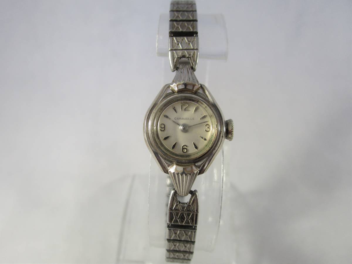 1963年製 Caravelle by BULOVA キャラベル by ブローバ アンティーク ビンテージ 手巻き腕時計 女性用 シルバー 銀色 ウォッチ 1960年代USA_画像5