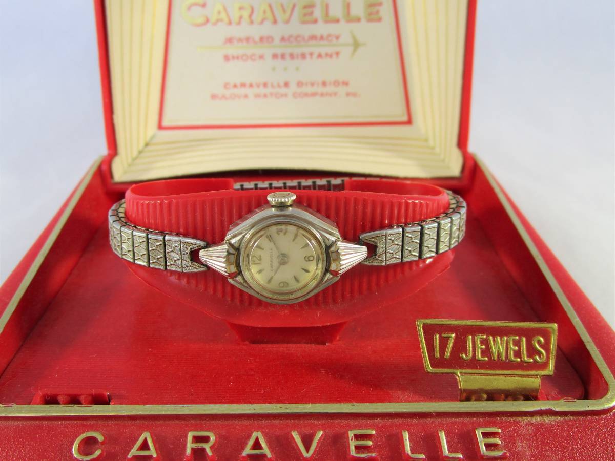 1963年製 Caravelle by BULOVA キャラベル by ブローバ アンティーク ビンテージ 手巻き腕時計 女性用 シルバー 銀色 ウォッチ 1960年代USA_画像2