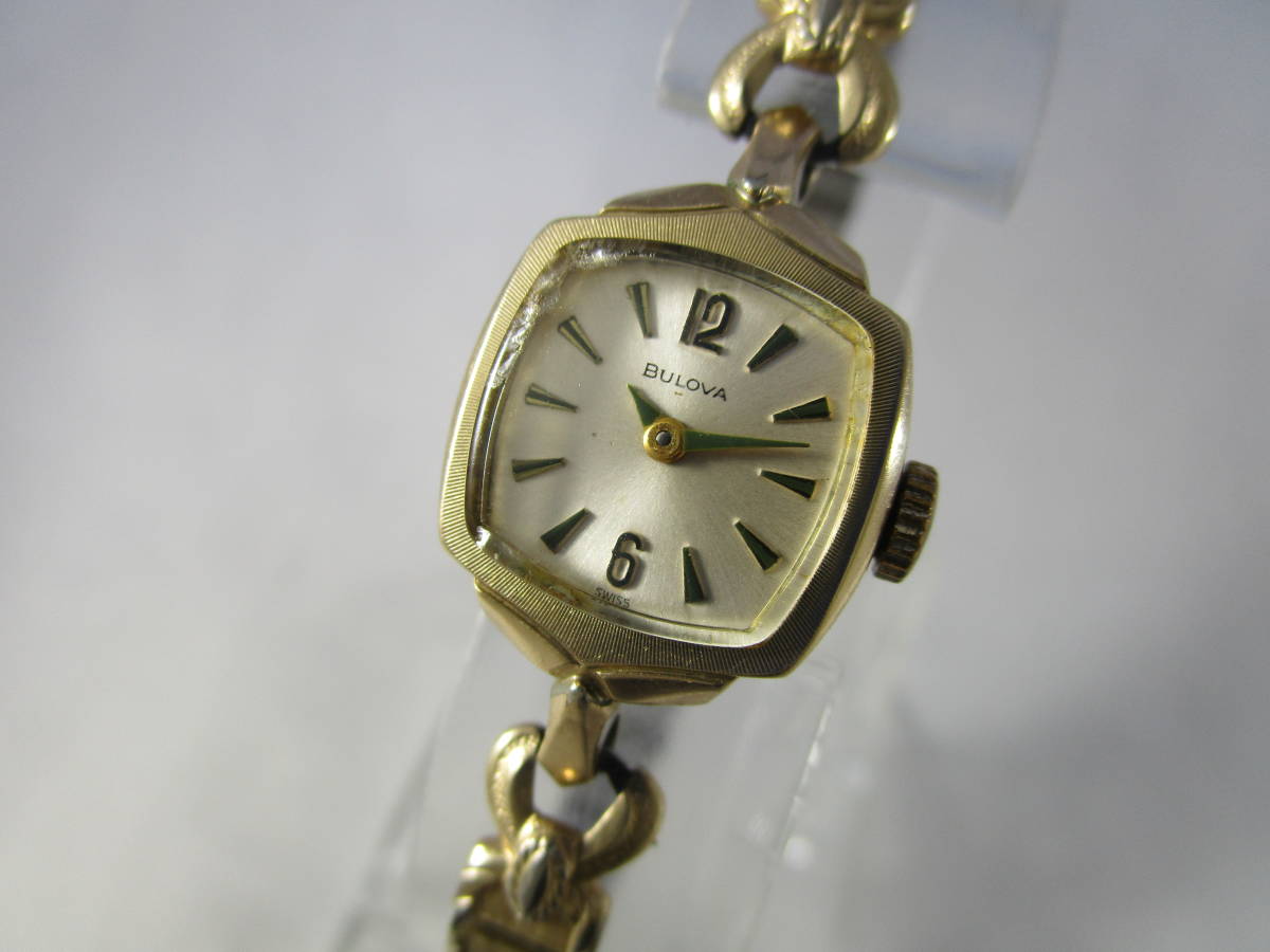 1973年製 BULOVA ブローバ 女性用 レディース ヴィンテージ アンティーク 手巻き 腕時計 ゴールド 金色 ブレスレット 1970年代USAアメリカ_画像1