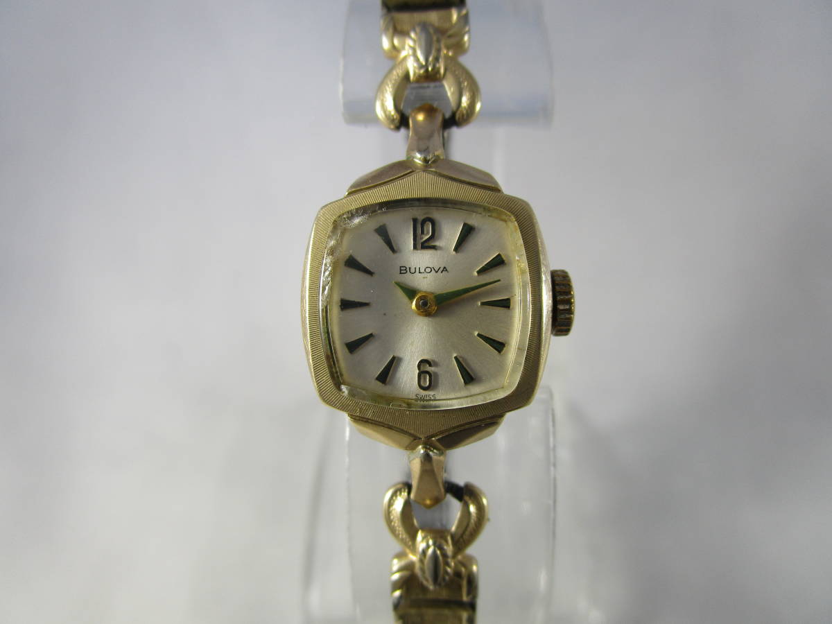 1973年製 BULOVA ブローバ 女性用 レディース ヴィンテージ アンティーク 手巻き 腕時計 ゴールド 金色 ブレスレット 1970年代USAアメリカ_画像5