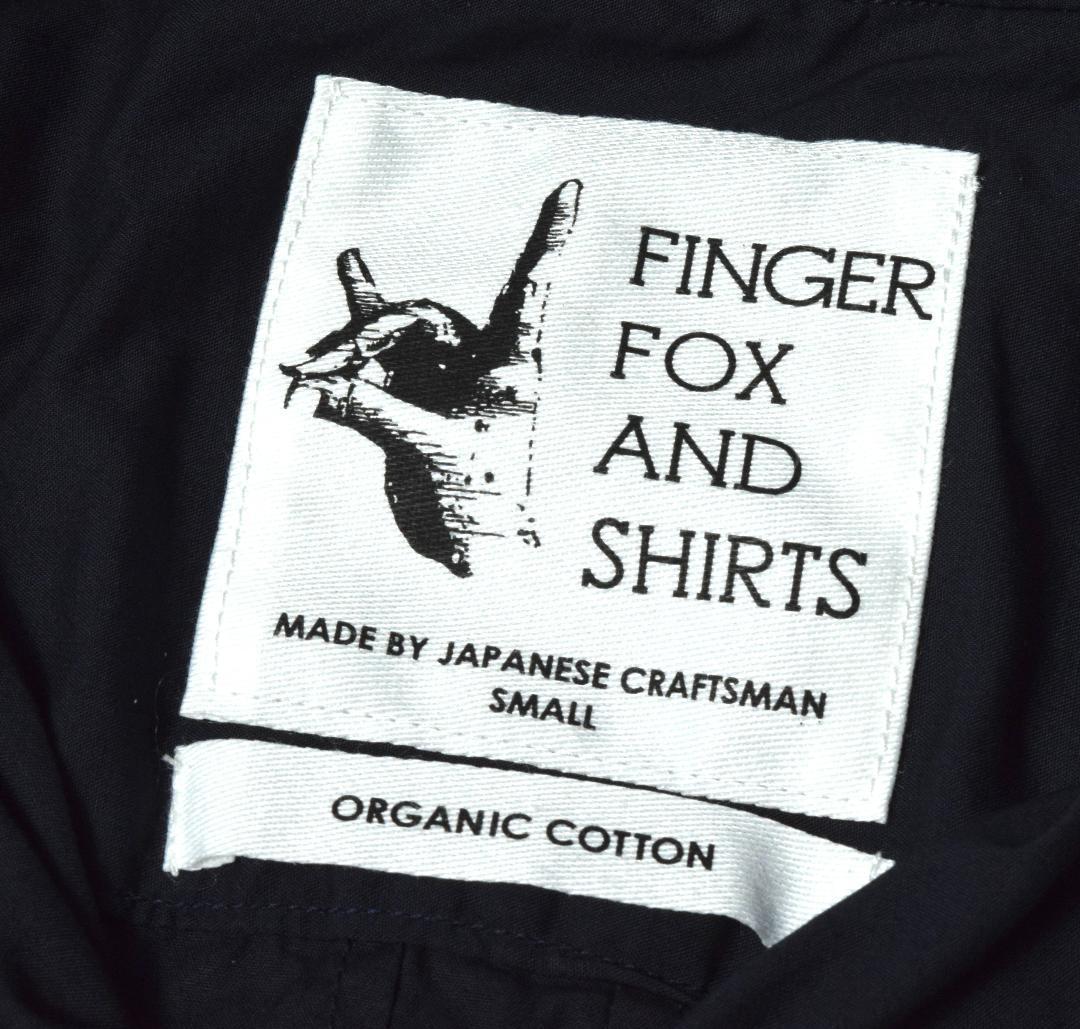 新品3万 FINGER FOX AND SHIRTS フィンガーフォックスアンドシャツ オーガニックコットン タイプライター 刺繍 シャツ S ネイビー_画像9
