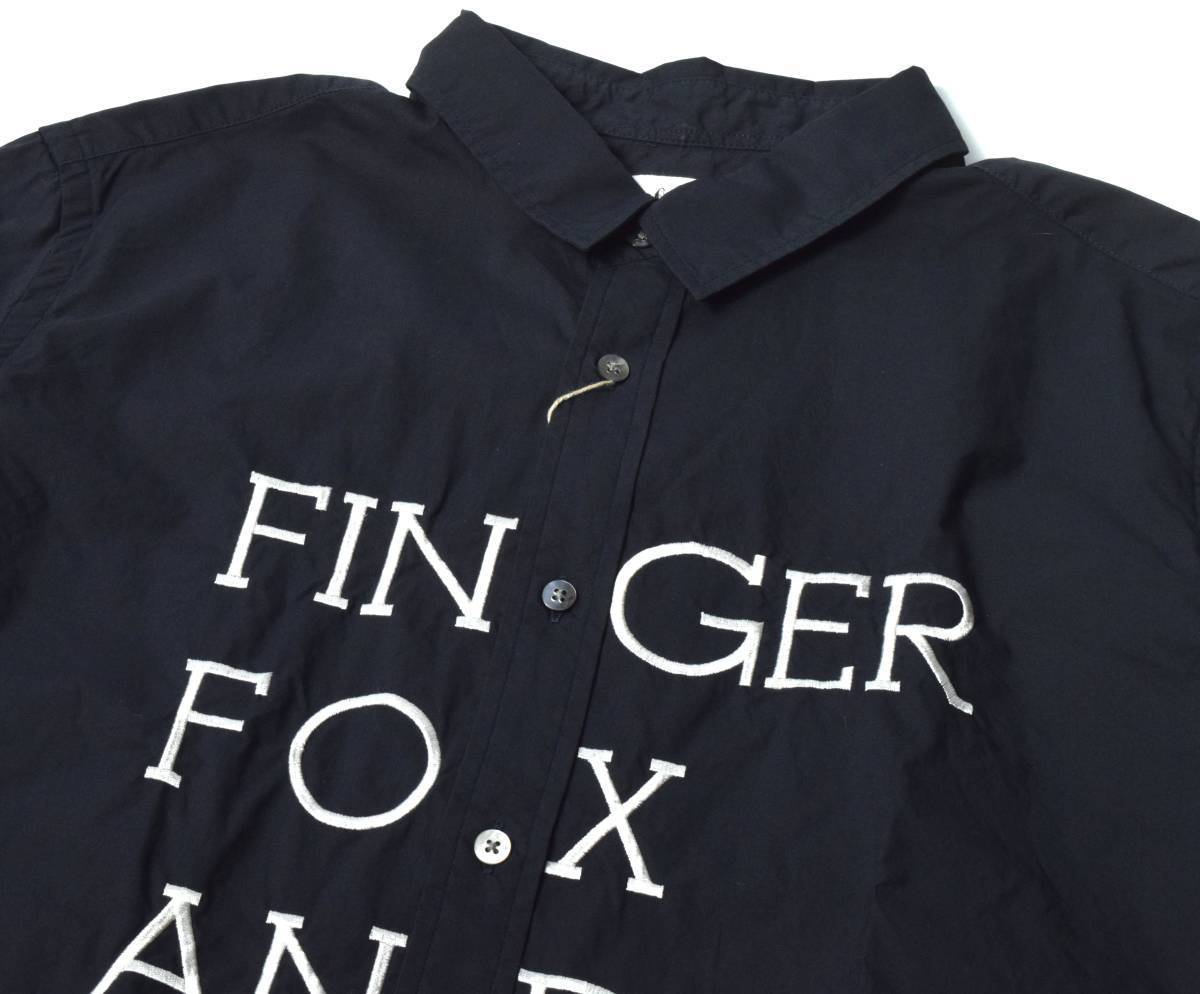 新品3万 FINGER FOX AND SHIRTS フィンガーフォックスアンドシャツ オーガニックコットン タイプライター 刺繍 シャツ S ネイビー_画像5