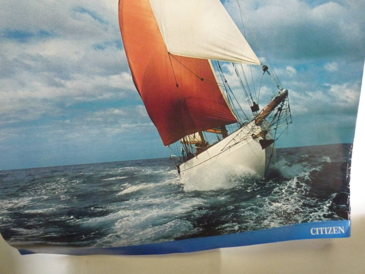 * Showa Retro подлинная вещь CITIZEN Citizen Carib море . круиз средний. яхта Англия производства sina-la номер CYNARA постер *
