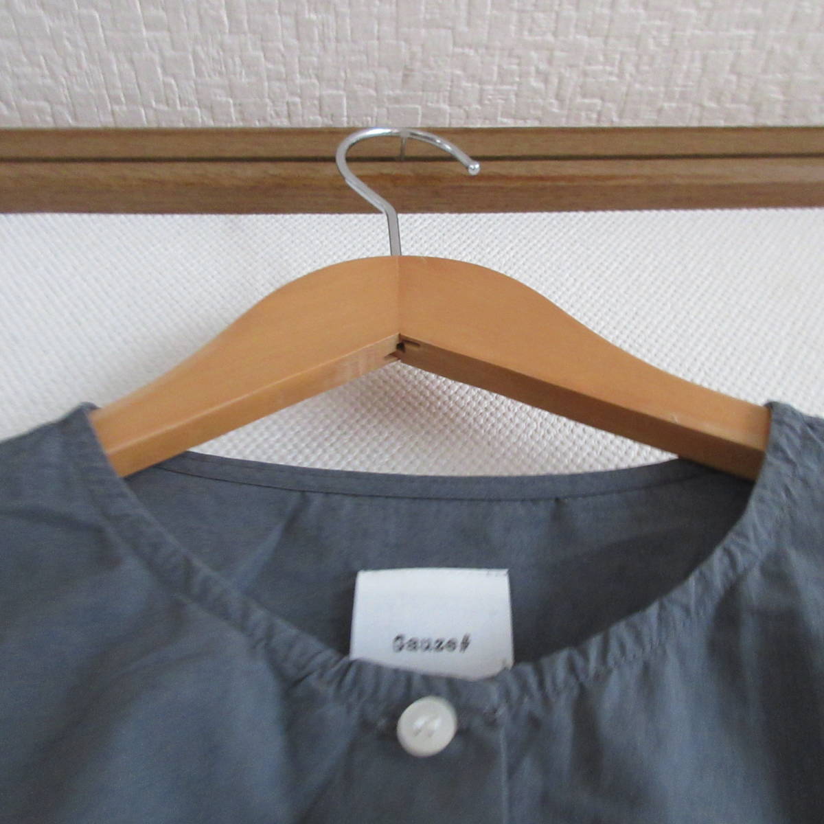 Gauze♯ ガーゼ グレー コットンリネン ノーカラーサイド Gauze♯ ガーゼ グレー コットンリネン ノーカラーサイド