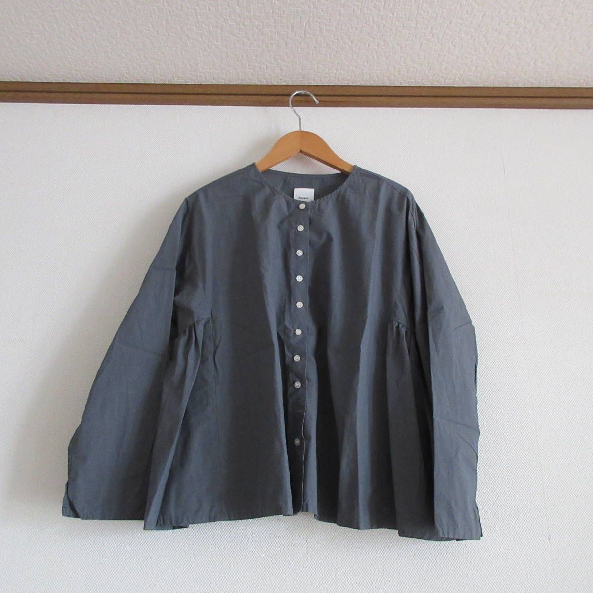 Gauze♯ ガーゼ グレー コットンリネン ノーカラーサイド Gauze♯ ガーゼ グレー コットンリネン ノーカラーサイド