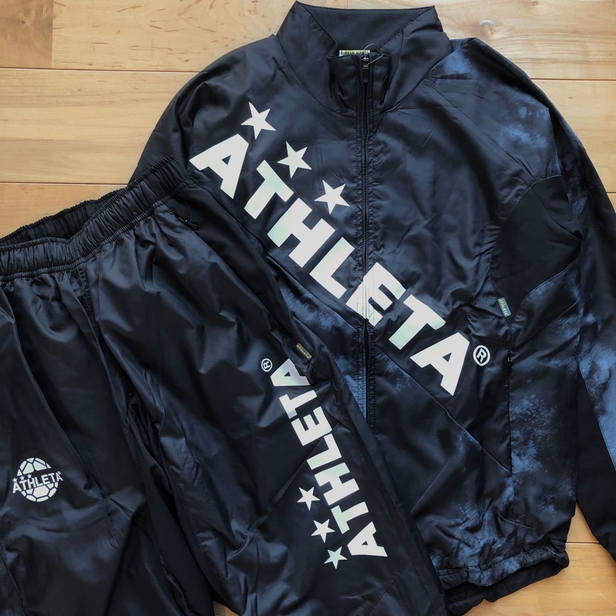 ATHLETA アスレタジュニア裏地付きウインドブレーカー上下セット新品150サイズブラック 