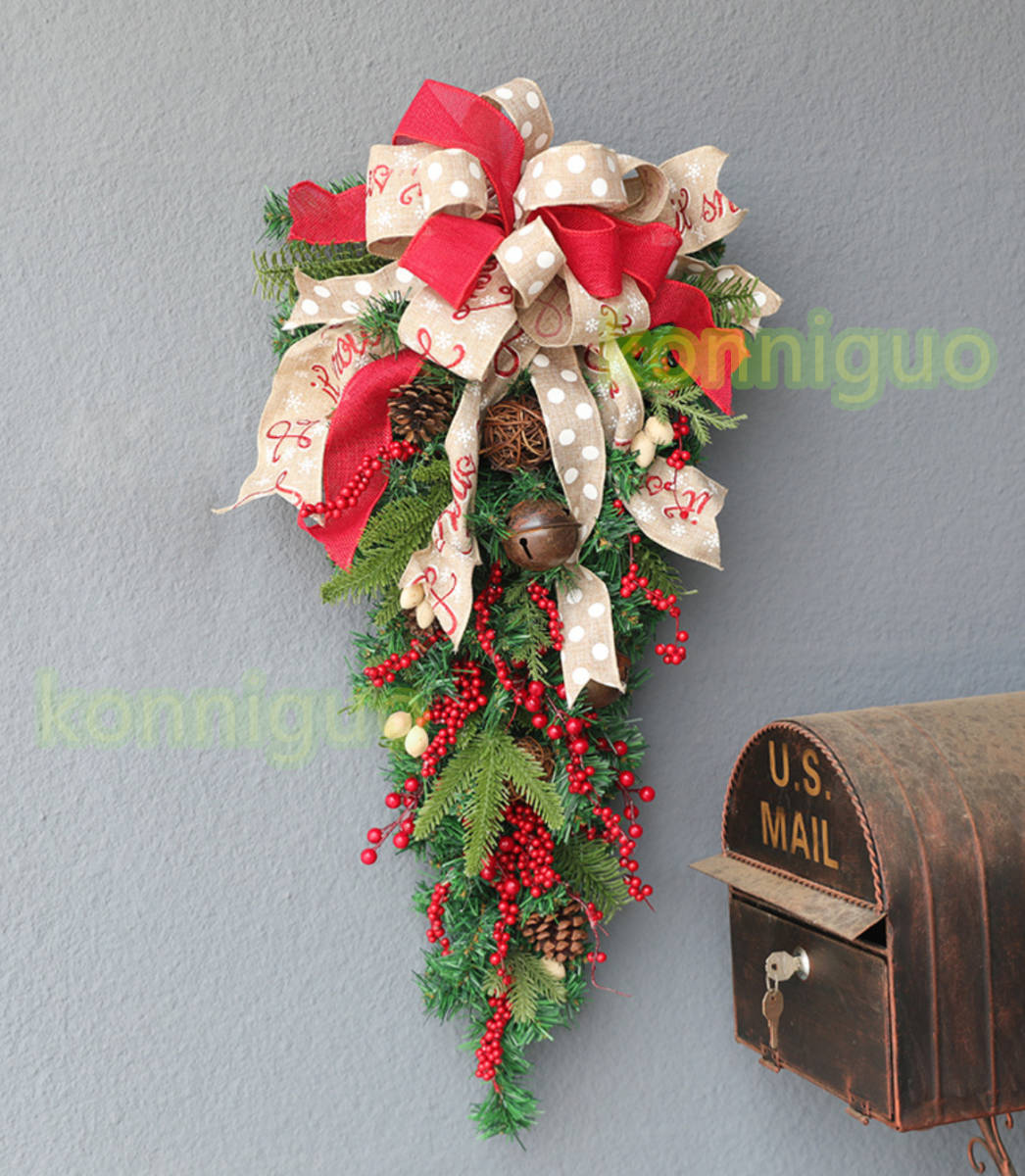 アメリカ風 手作り 北欧風玄関ドア 玄関ドア壁掛けクリスマスデコレーション クリスマス飾リ逆さまの木90cmグレープレッドフルーツT2CP107_画像1
