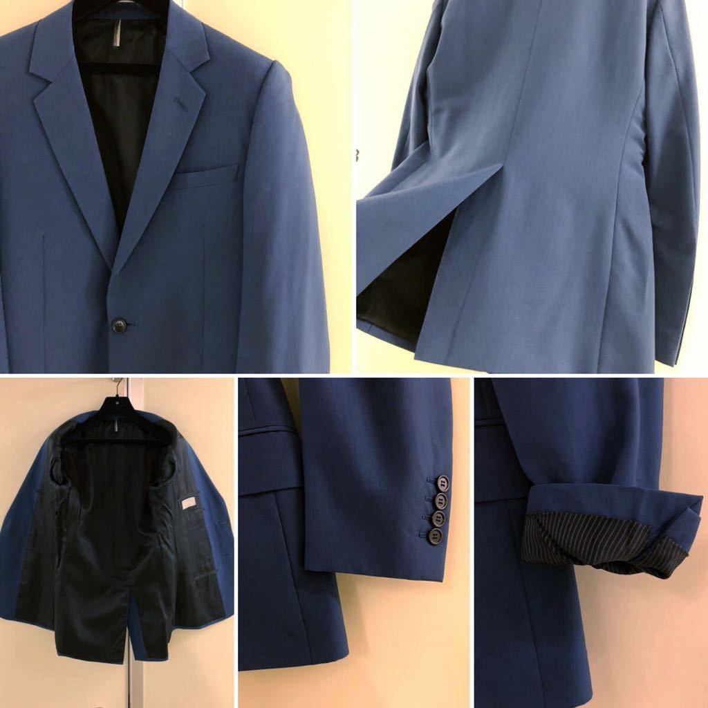 【Dior】homme navy-blue モヘア混WOOL ナロー ラペル 2B セットアップ ドレス スーツ 48 ネイビー 青系_画像5