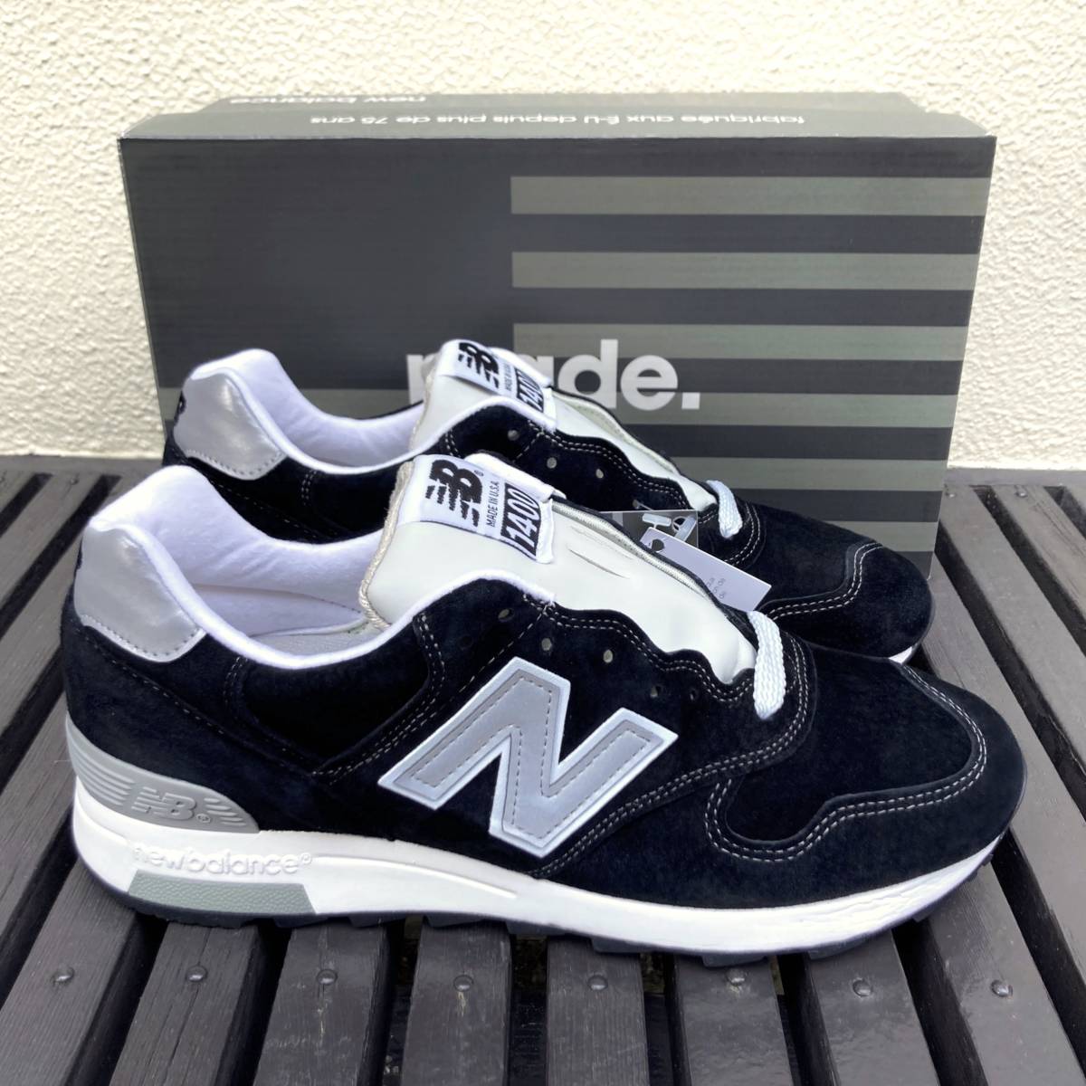 限定 USA製 New Balance M1400BKJ BLACK×GRAY US8.5 26.5cm スウェード スニーカー アメリカ米国製 NB ブラック×グレー 新品 Made In USA_画像1