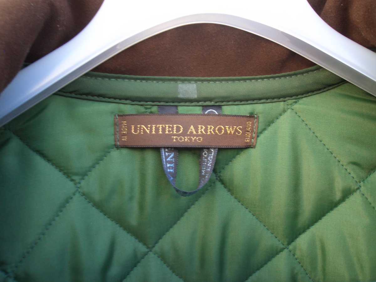 ユナイテッドアローズ　UNITED ARROWS　ラベンハム LAVENHAM　キルティングコート ウール　グリーン　緑色　38サイズ　イギリス製　美品　