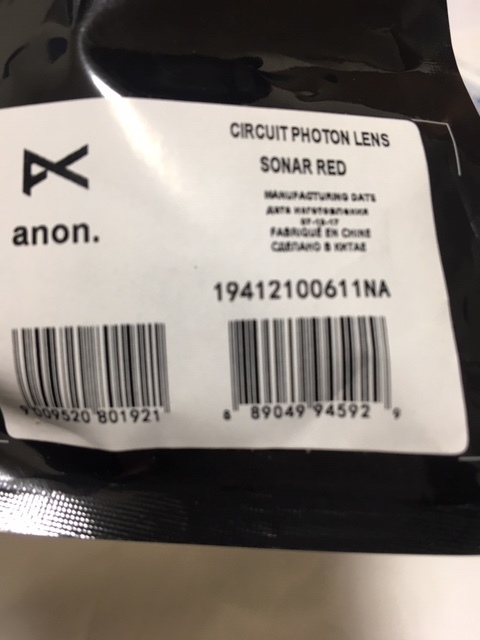 anon アノン CIRCUIT PHOTON LENS SONAR RED 交換レンズ_画像3