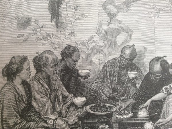 アンベール 幕末日本図絵 日本人の食事の図 オリジナル木版画_画像5