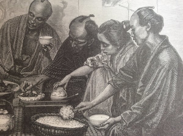 アンベール 幕末日本図絵 日本人の食事の図 オリジナル木版画_画像4
