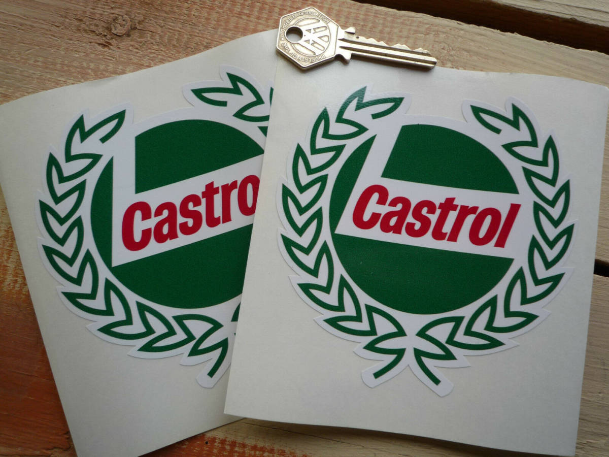 ★送料無料★CASTROL Garland Shaped Classic STICKER カストロール ステッカー デカール 105mm 2枚セット_画像1