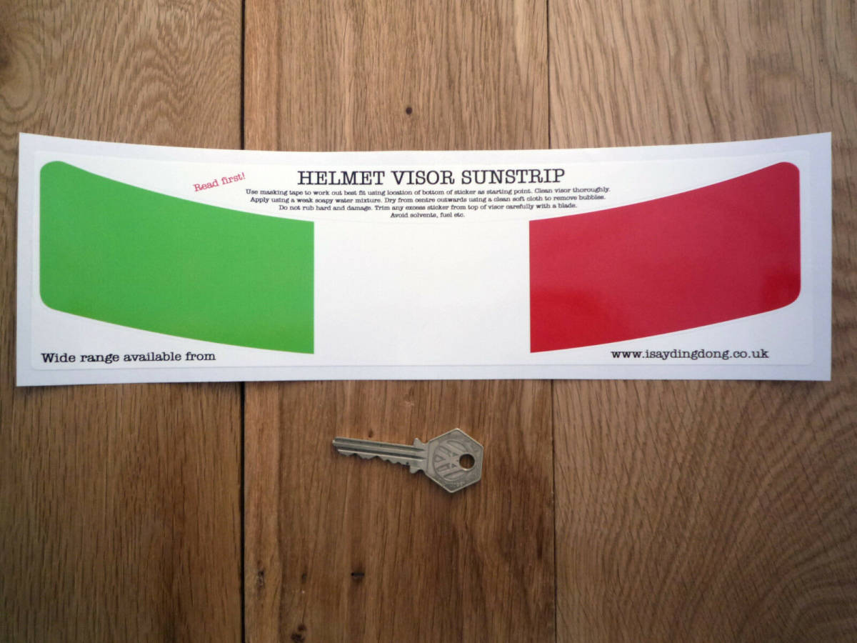 ★送料無料★Italian Tricolore HELMET Sticker イタリア 国旗 ヘルメット ステッカー デカール 305mm × 58mm_画像1