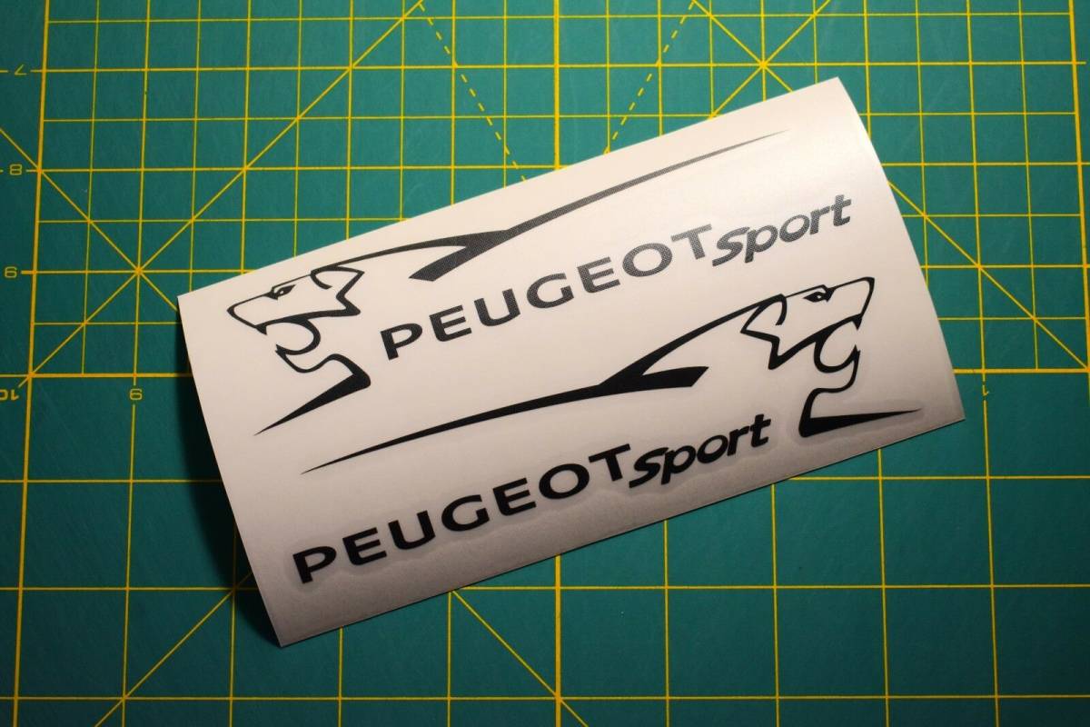 送料無料 Peugeot wing mirror logo decal Sticker プジョー ミラー ステッカー シール 2枚セット ブラック 135mm x 34mm_画像2