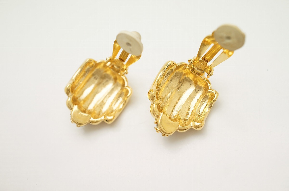K353■豪華 美品 NINA RICCI ニナリッチ イヤリング イエローラインストーン ゴールド ヴィンテージ vintage_画像7