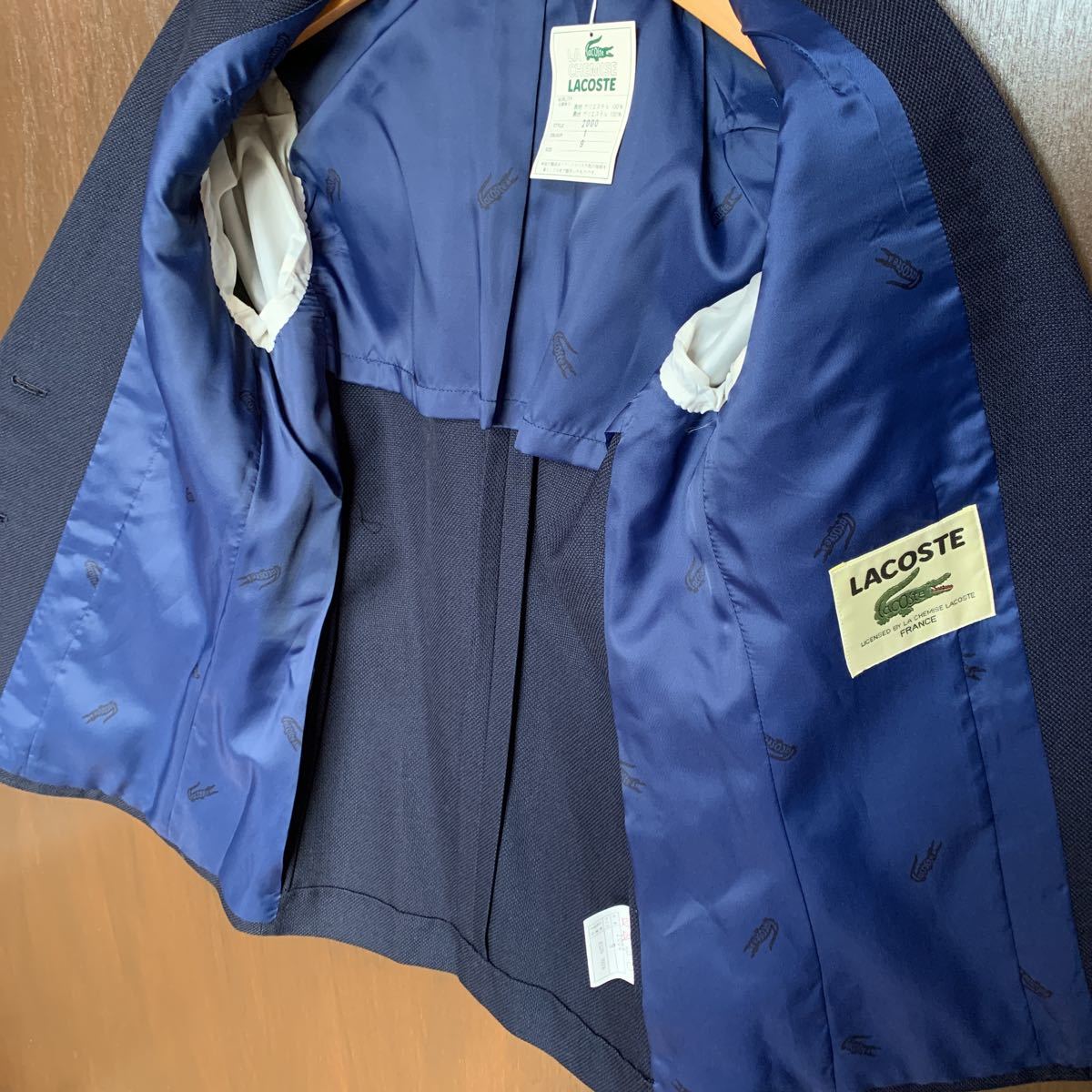 新品 ラコステ LACOSTE 金ボタン 2B 紺ブレザー 70s 80s 90s ビンテージ テーラードジャケット デッドストック あいみょん