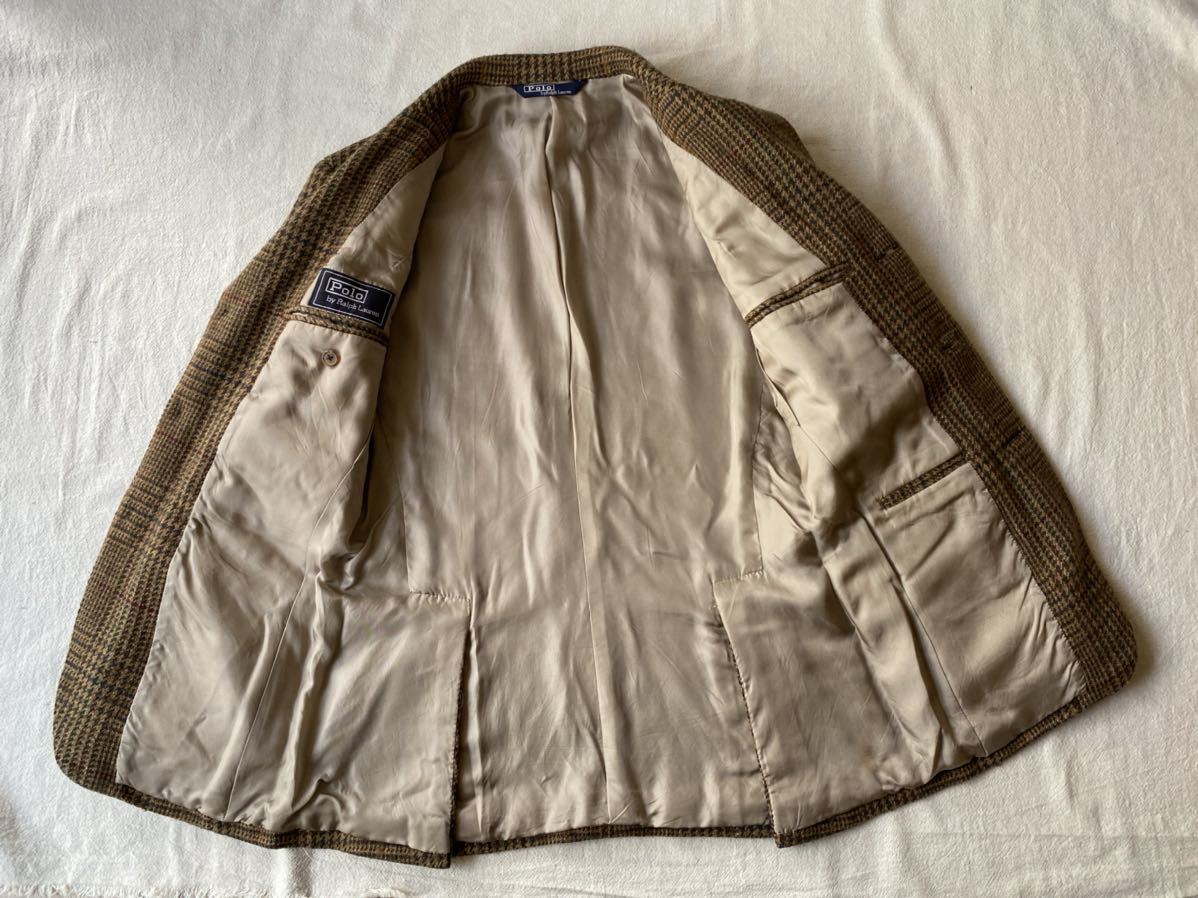 Polo Ralph Lauren ツイード ジャケット / 日本製 ウール グレンチェック ブラウン テーラード O1-11009-90-75 sale_画像7