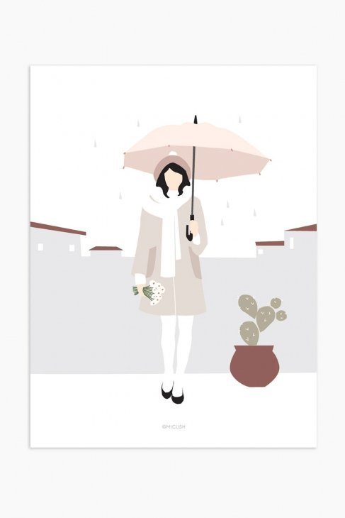 MICUSH | MODERN WOMEN - URBAN RAINY DAY | アートプリント/ポスター (30x40cm)【北欧 シンプル インテリア おしゃれ】_画像1