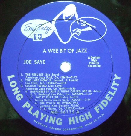 ３枚で送料無料【米EmArcy mono】Joe Saye/Wee Bit of Jazz_画像2