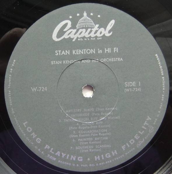 ◆ STAN KENTON / Kenton in Hi-Fi ◆ Capitol W-724 (black) ◆ W_画像3