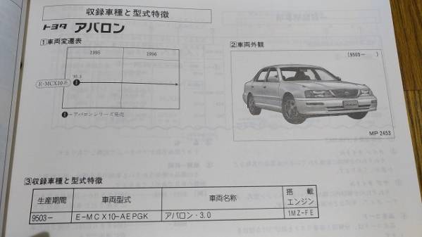 アバロン (MCX10系) 車検・外装パーツカタログ '95.3~ 管理№ 62094 _画像3